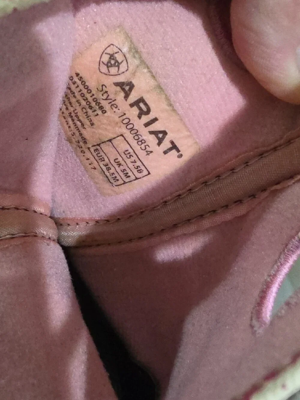 Ariat Brown Leather & Camo Ankle Boots with Pink Accents